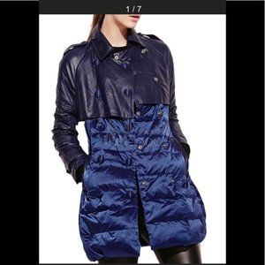 Aere blue sheep's skin coat blue double breasted winter unique warm jacket XS